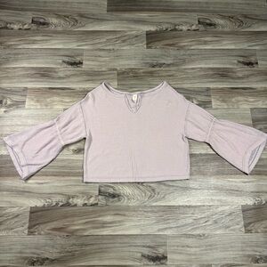 Free People We The Free Dahlia Thermal Bell Sleeve Waffle Knit Top in Purple XS